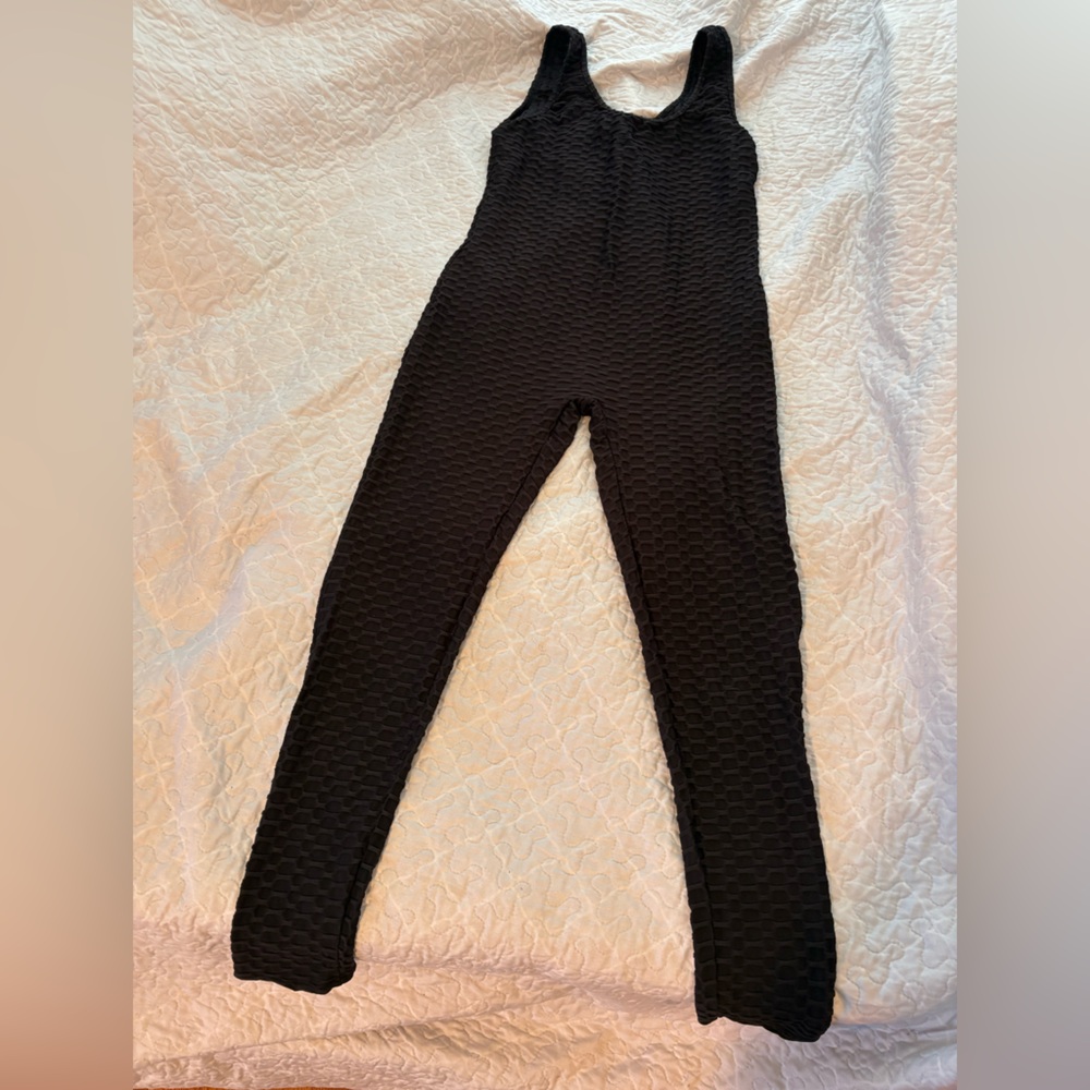 Black Textured Romper